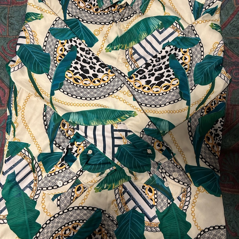Tropical Leaf Print Shirt